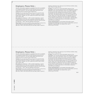 2026 W-2 Employer File Copy D Preprinted Laser Forms – Back View