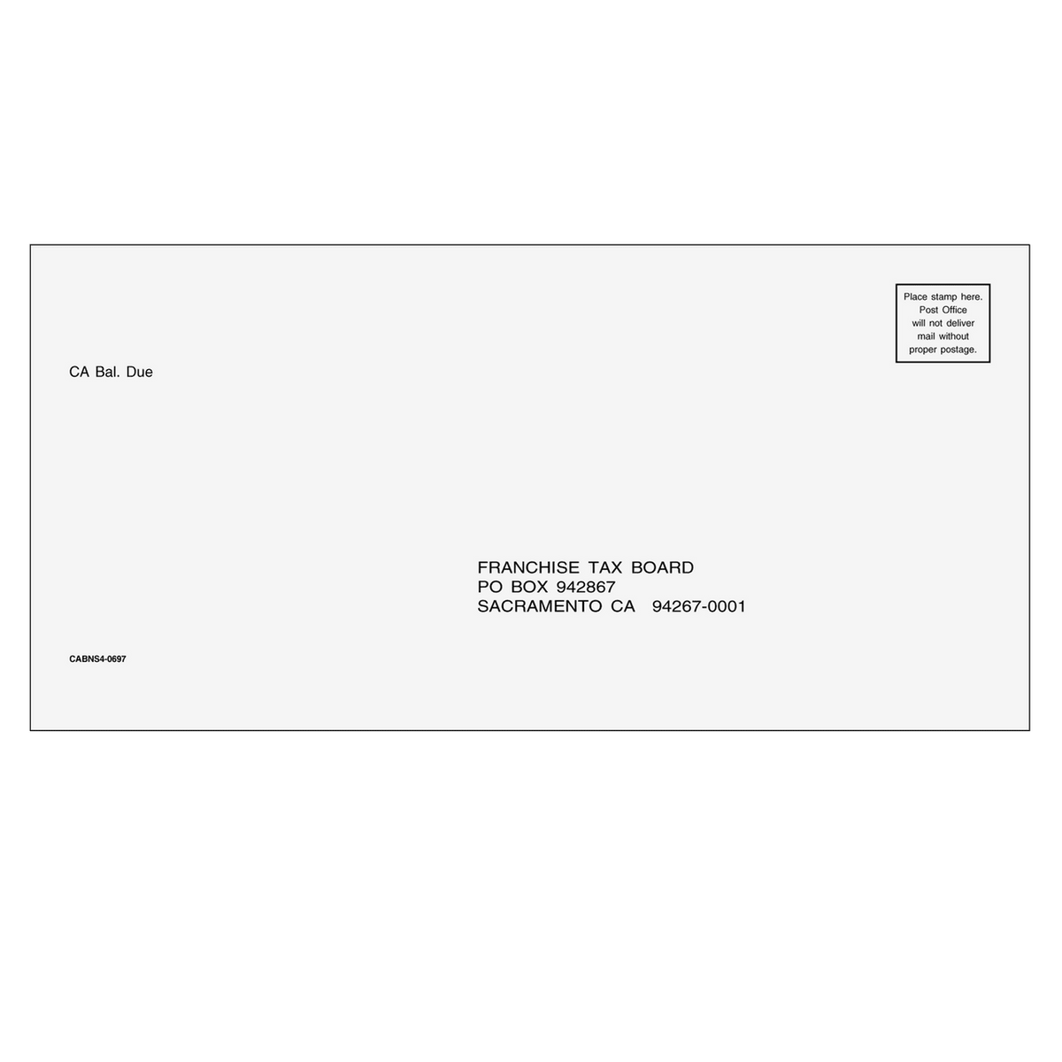 California Balance Due Envelope business envelope