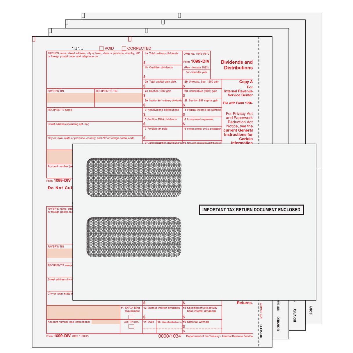 2026 1099-DIV Kit with Self Seal Envelopes - 4 Part
