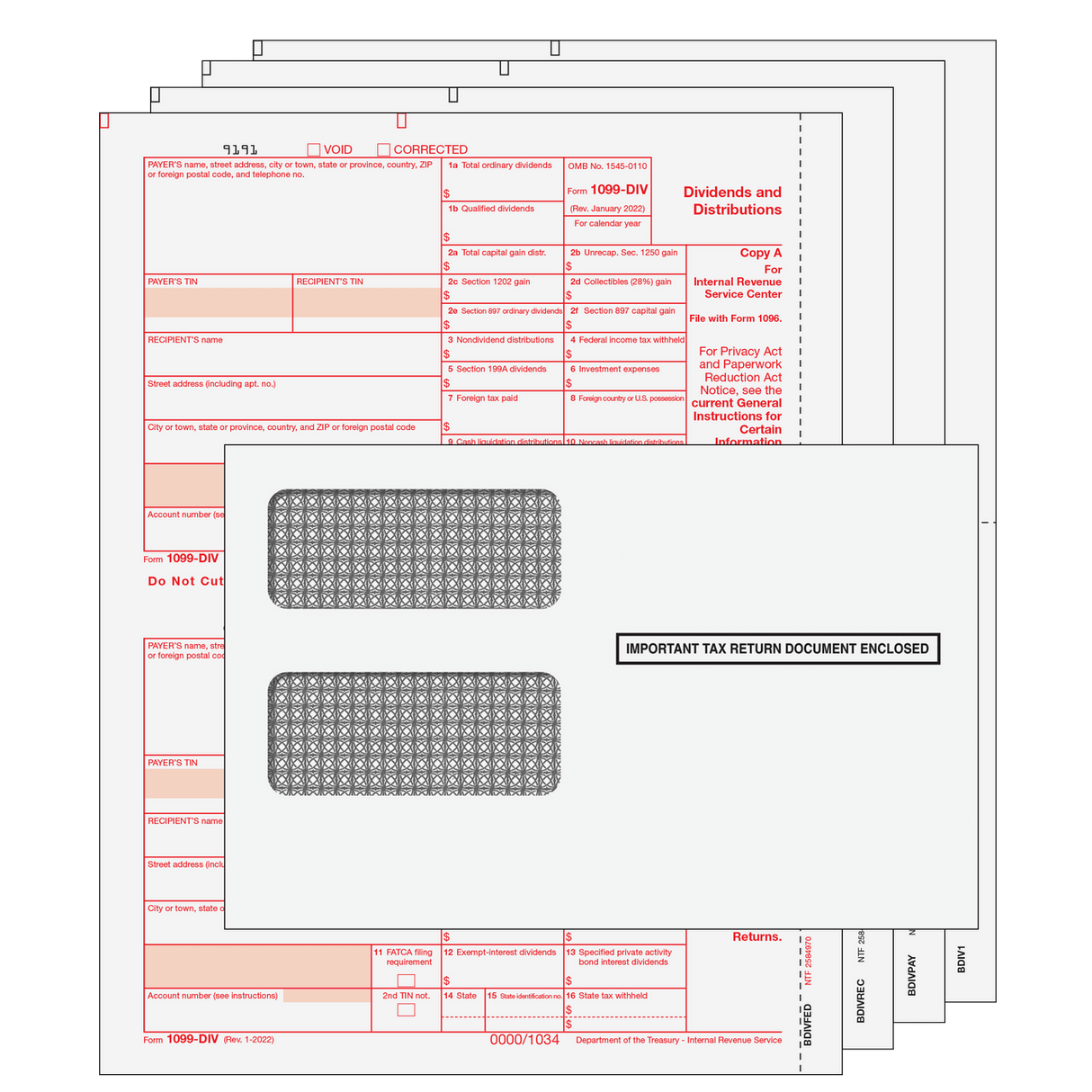 2026 1099-DIV Kit with Self Seal Envelopes - 4 Part