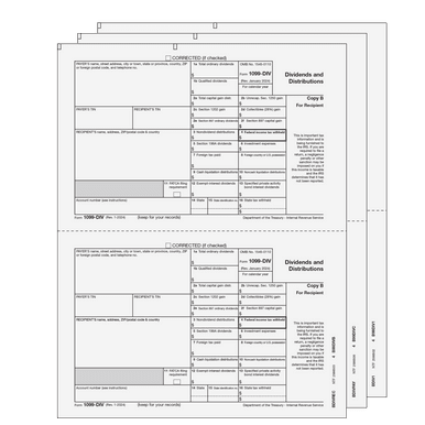 2026 1099-DIV 3-Part Preprinted E-File Laser Set
