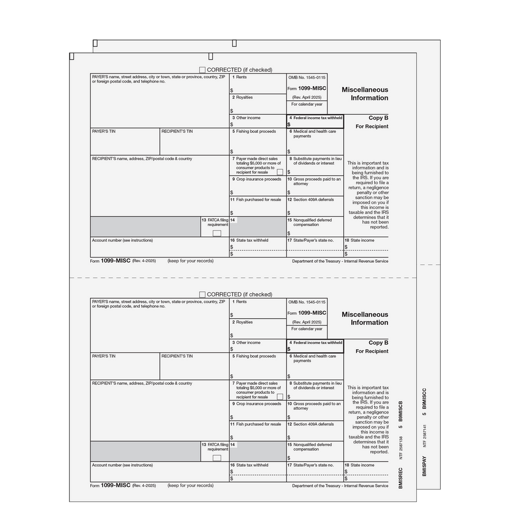 1099 Miscellaneous Information 2-part E-file Set (Preprinted)