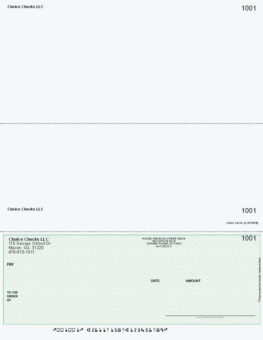 Herringbone Imprinted Business Checks on Bottom - Better Security – Green
