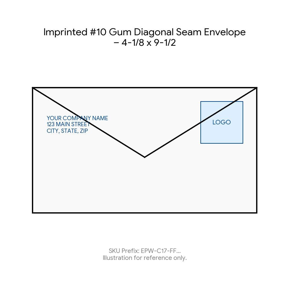Imprinted #10 Gum Diagonal Seam Envelope – 4-1/8 x 9-1/2 product image