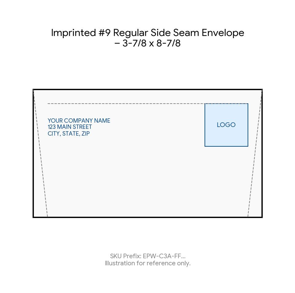 Imprinted #9 Regular Side Seam Envelope – 3-7/8 x 8-7/8 product image