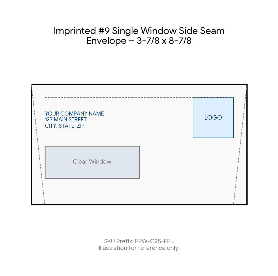 Imprinted #9 Single Window Side Seam Envelope – 3-7/8 x 8-7/8 product image