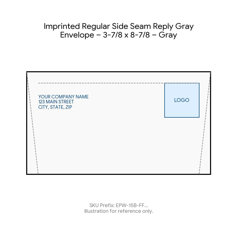 Imprinted Regular Side Seam Reply Gray Envelope – 3-7/8 x 8-7/8 – Gray product image