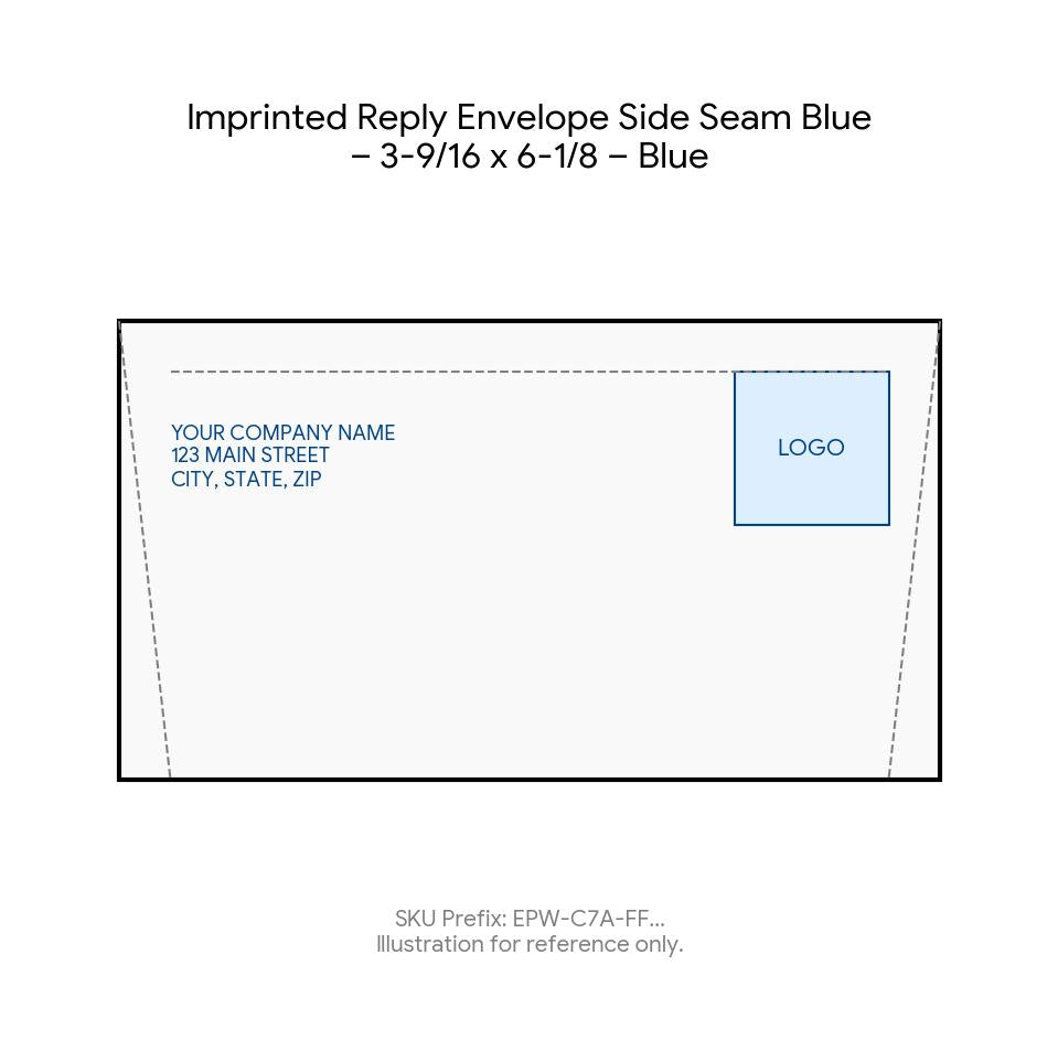 Imprinted Reply Envelope Side Seam Blue – 3-9/16 x 6-1/8 – Blue product image