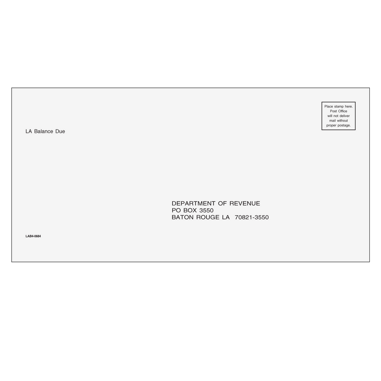 Louisiana Balance Due & E-File Envelope