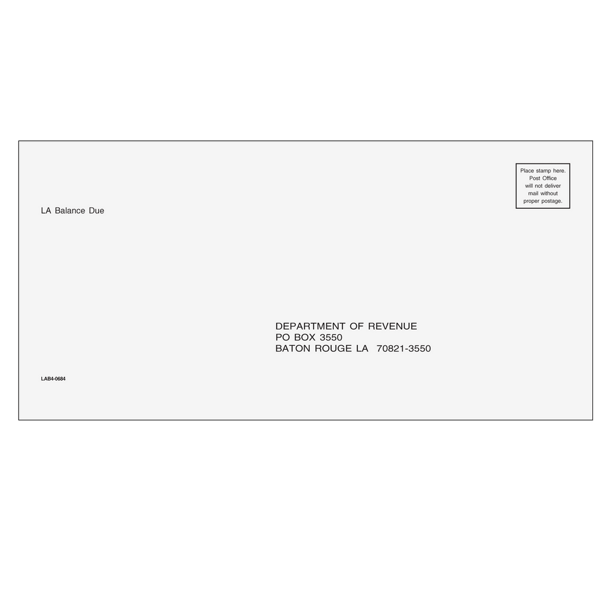 Louisiana Balance Due & E-File Envelope