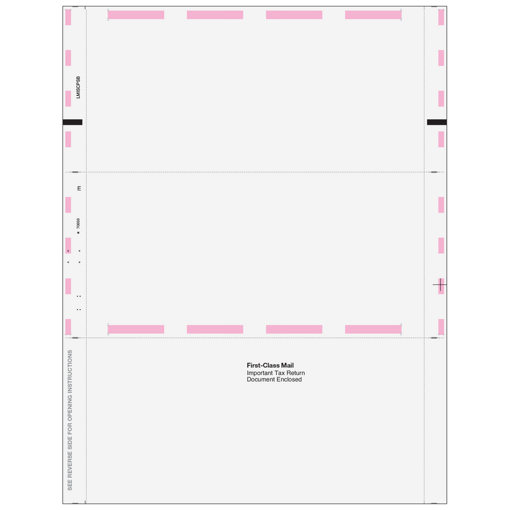 1099-MISC Miscellaneous Information Blank Pressure Seal Z-Fold Form - 500 Qty