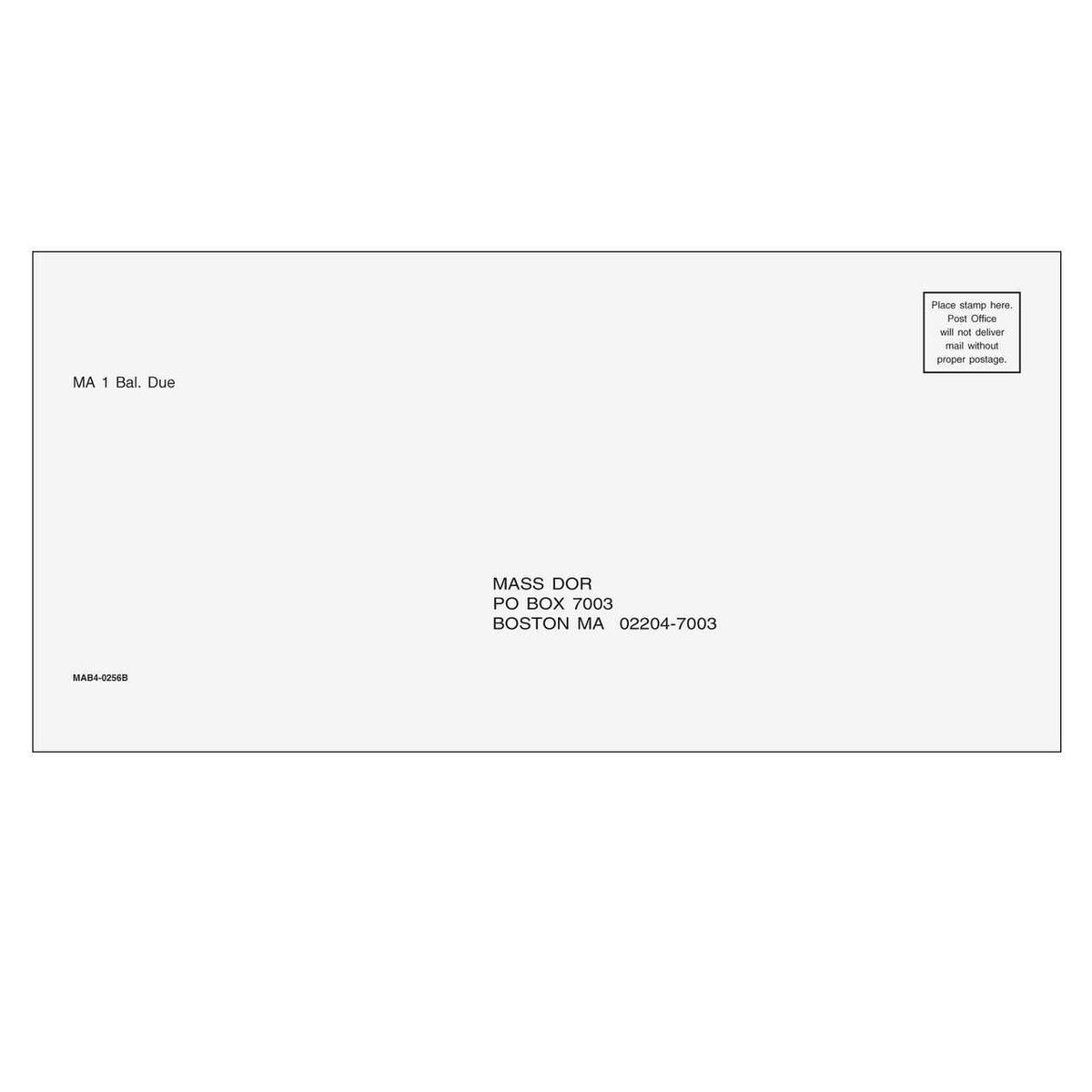 Massachusetts Balance Due Envelope business envelope