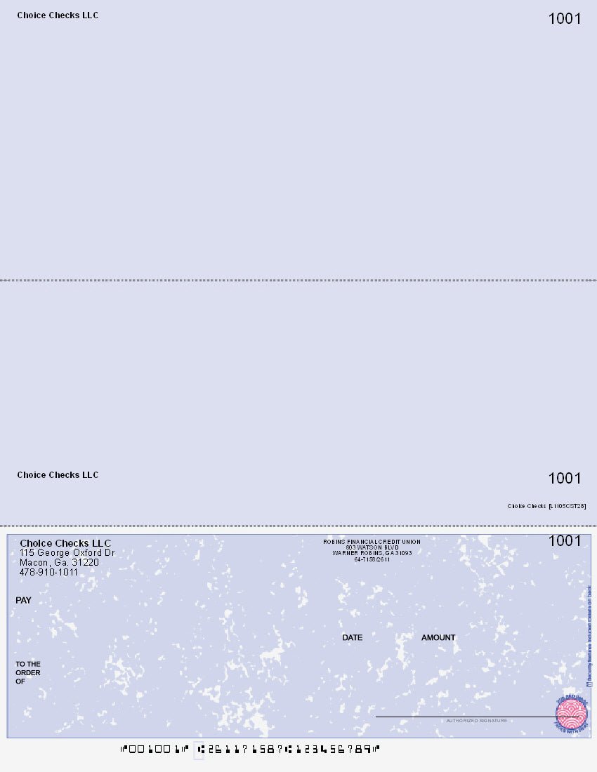 Marble Imprinted Business Check On Bottom - Better Security – Blue