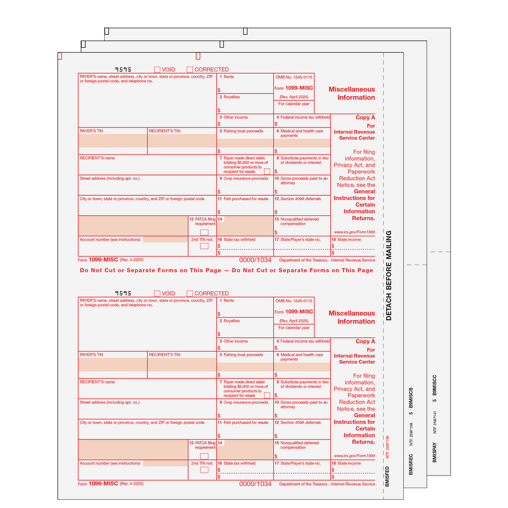 1099 Miscellaneous Information 3-part Set (Preprinted)- 25 Qty