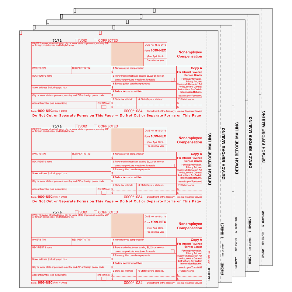1099 Non-Employee Compensation - 5-part Set (Preprinted) - 25 Qty