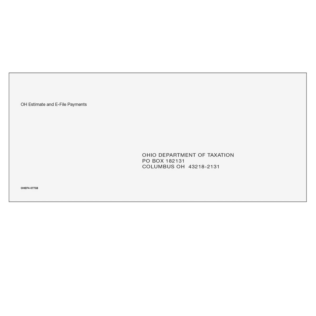 Ohio State Estimate & E-file Envelope business envelope