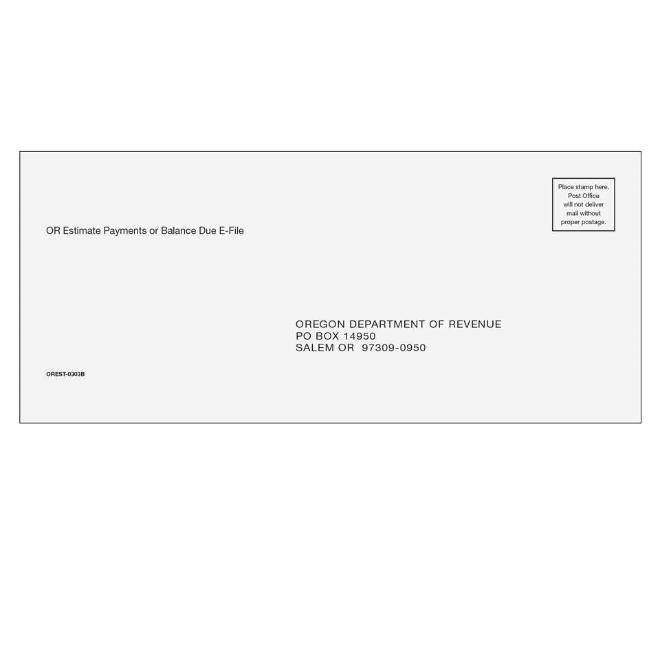 Oregon Estimate & Balance Due E-file Envelope