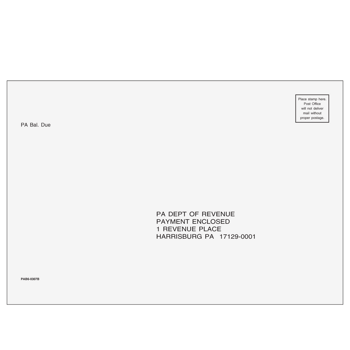 Pennsylvania Balance Due & E-file Envelope
