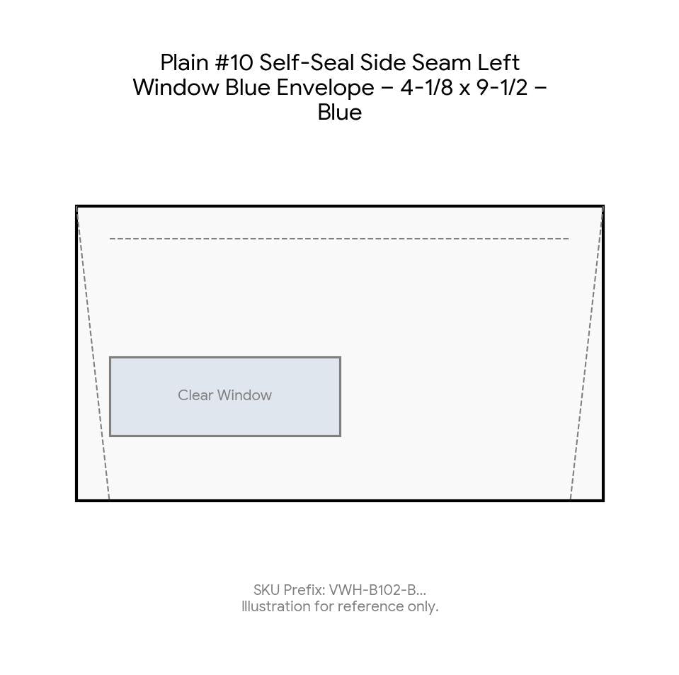 Plain #10 Self-Seal Side Seam Left Window Blue Envelope – 4-1/8 x 9-1/2 – Blue product image