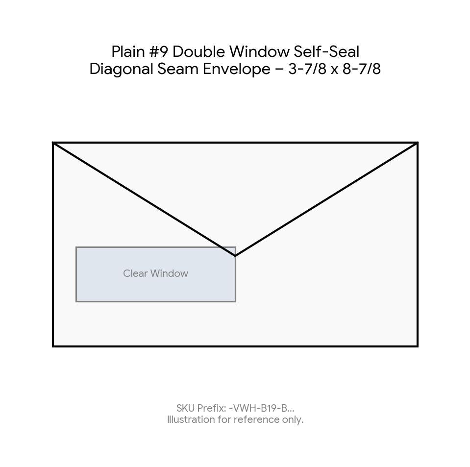 Plain #9 Double Window Self-Seal Diagonal Seam Envelope – 3-7/8 x 8-7/8 product image
