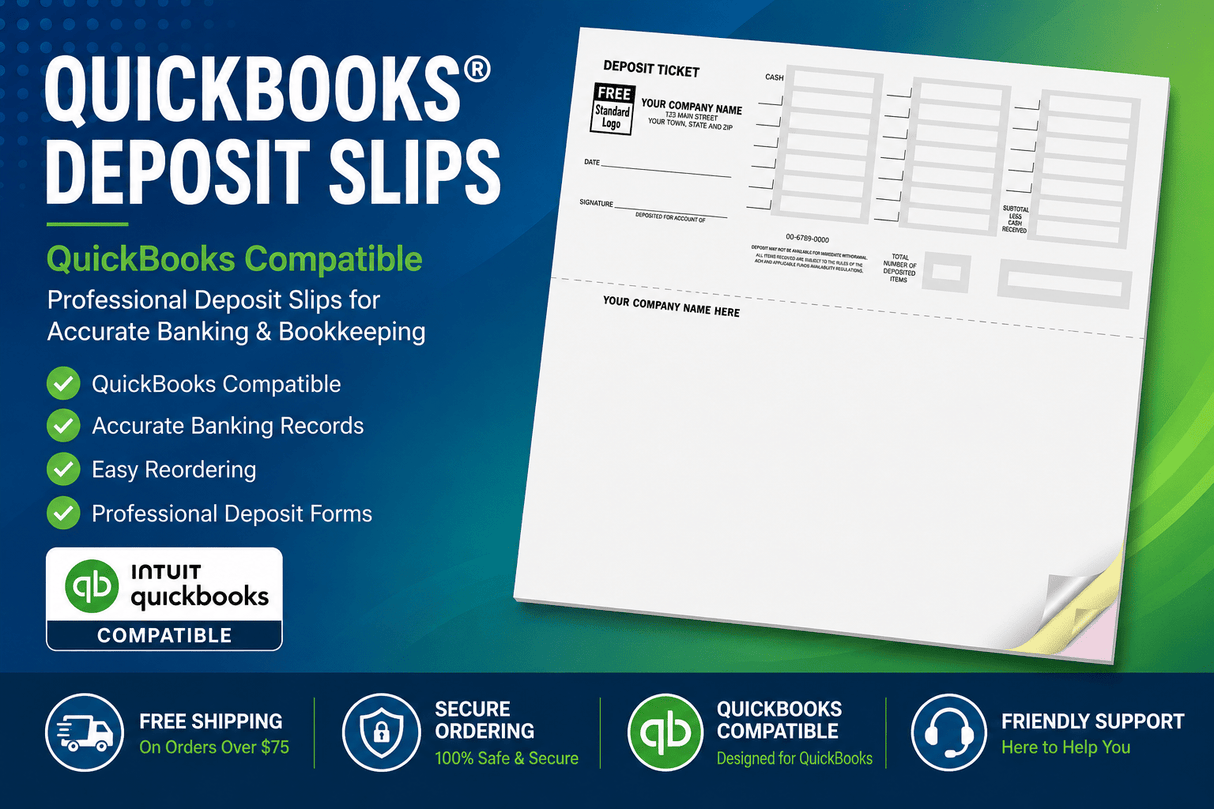 Laser Deposit Tickets, QuickBooks Compatible