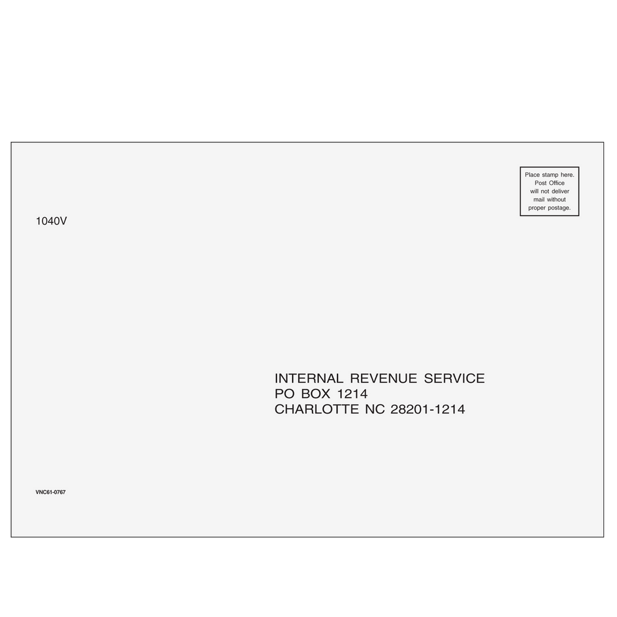 1040-V Envelope - Charlotte, NC