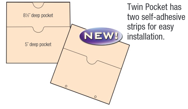 Self-Adhesive Twin Pocket, Manila, 50/Pk, Single or Twin Pockets
