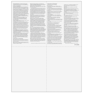 2026 W-2 Employee 4-Up Quadrant Copies C/B/2/2 Preprinted Laser Forms – Back View