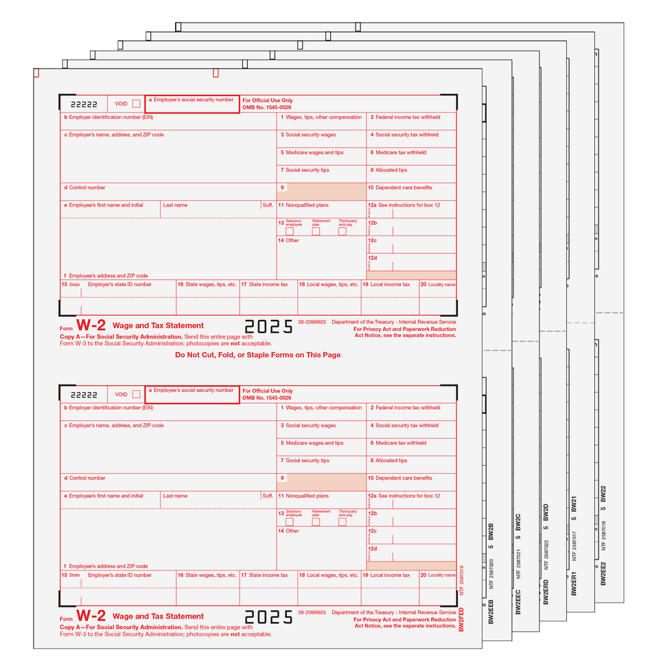 Traditional W-2 Form 6-part Set (Preprinted)