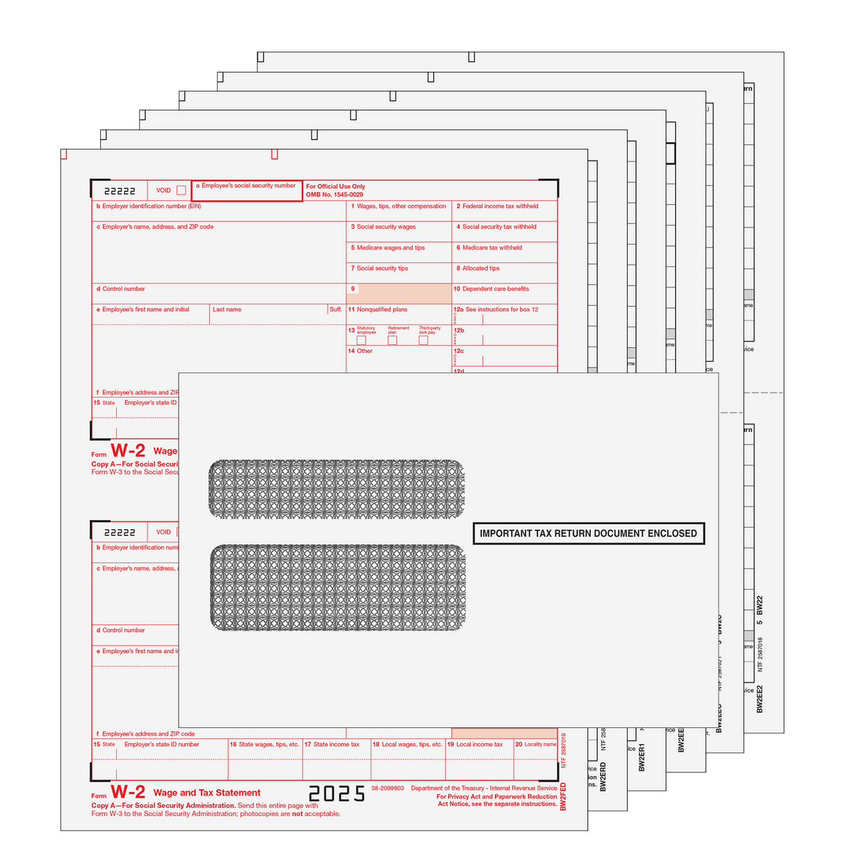 Traditional W-2 Form Preprinted 6-part Kit (with Self Seal Envelopes)