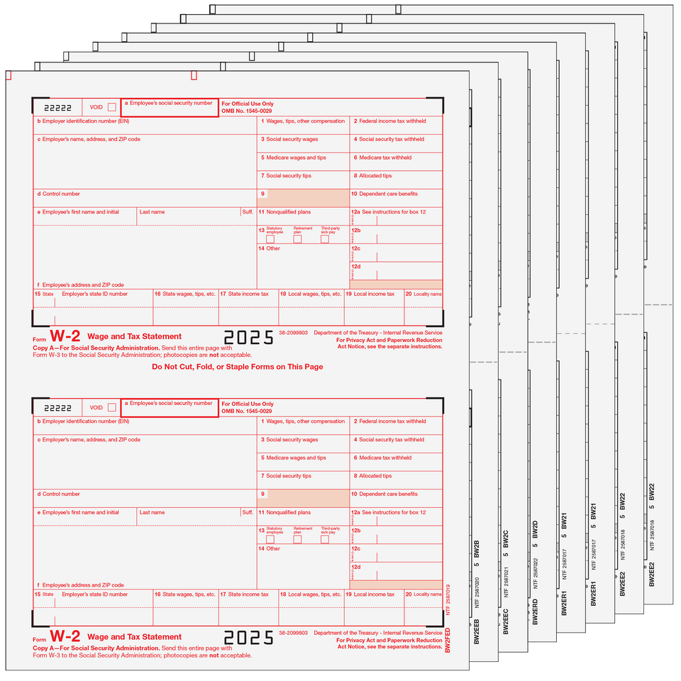 Traditional W-2 Form 8-part Set (Preprinted)