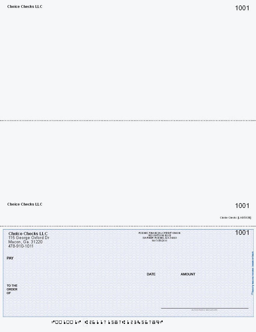 Wave Imprinted Business Checks on Bottom - Good Security – Blue