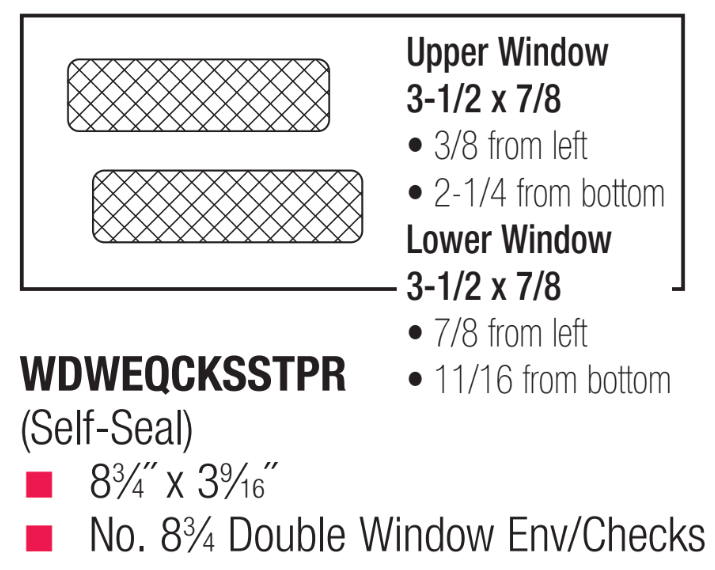 DBL WINDOW-QUICKEN PLAIN 8-3/4X3-9/16 24# WH WOVE/S-SEAL - Choice Checks