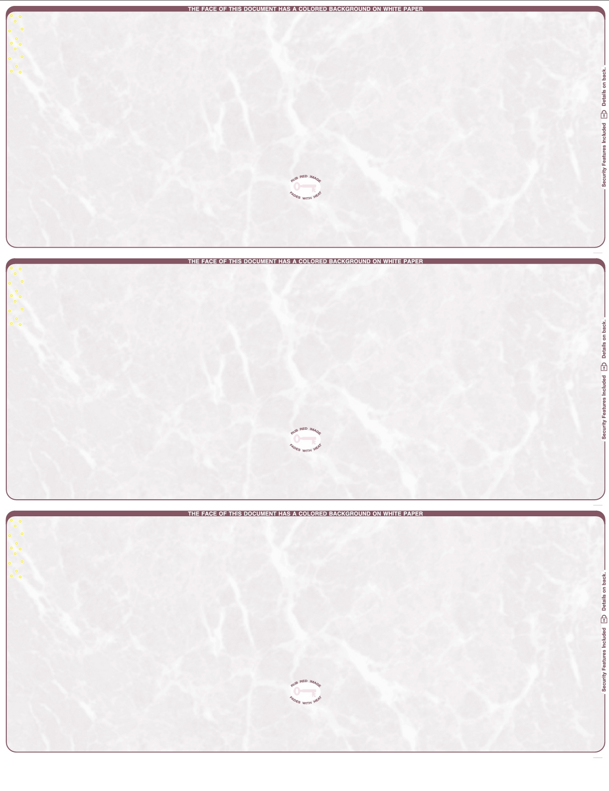 Marble Blank Business Checks 3 up - 3 Colors Available - Choice Checks