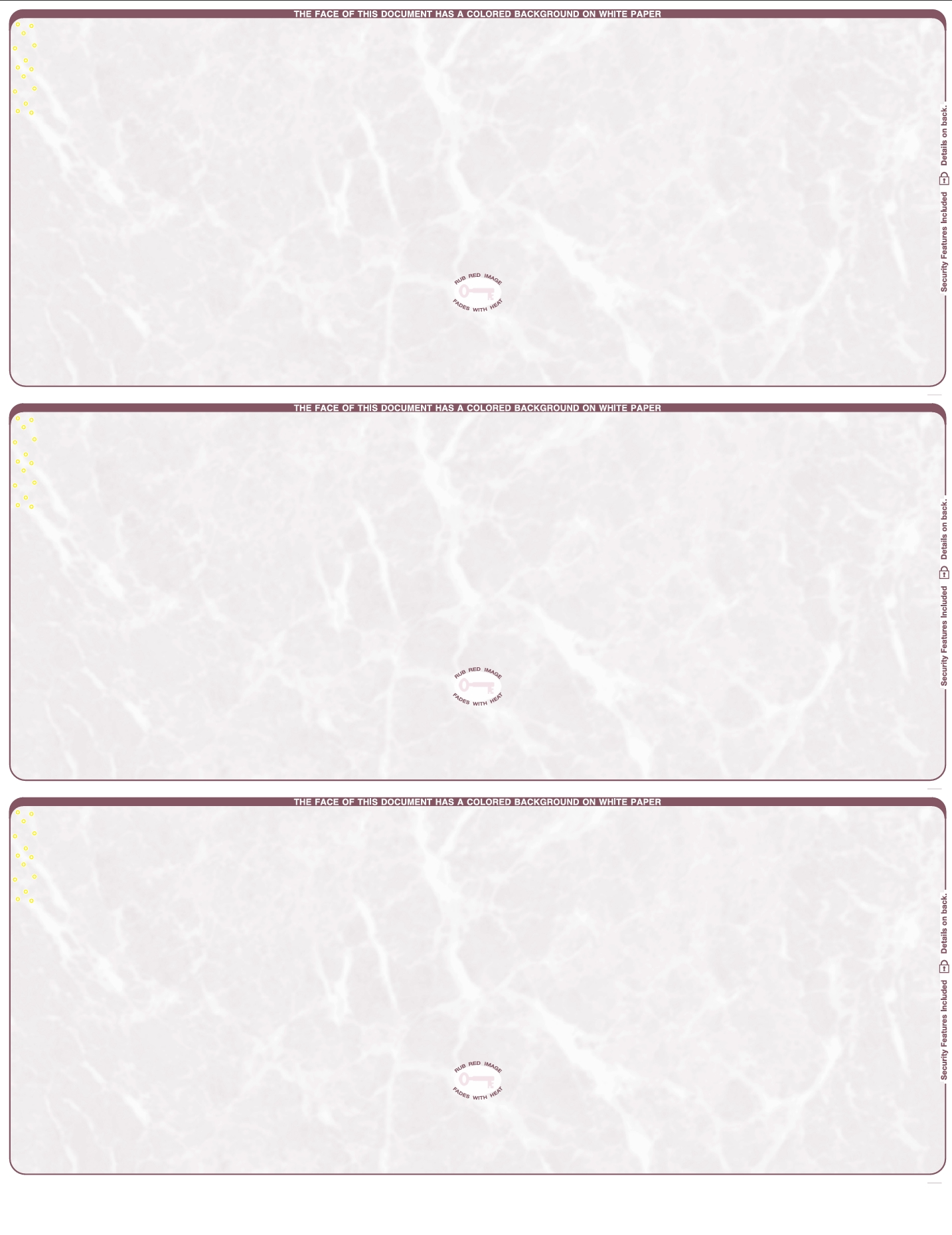 Marble Blank Business Checks 3 up - 3 Colors Available - Choice Checks
