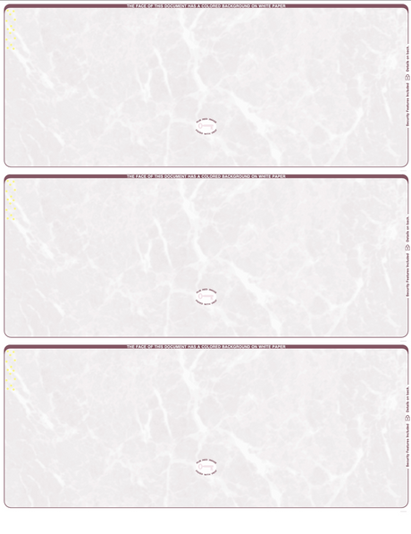 Marble Blank Business Checks 3 up - 3 Colors Available - Choice Checks