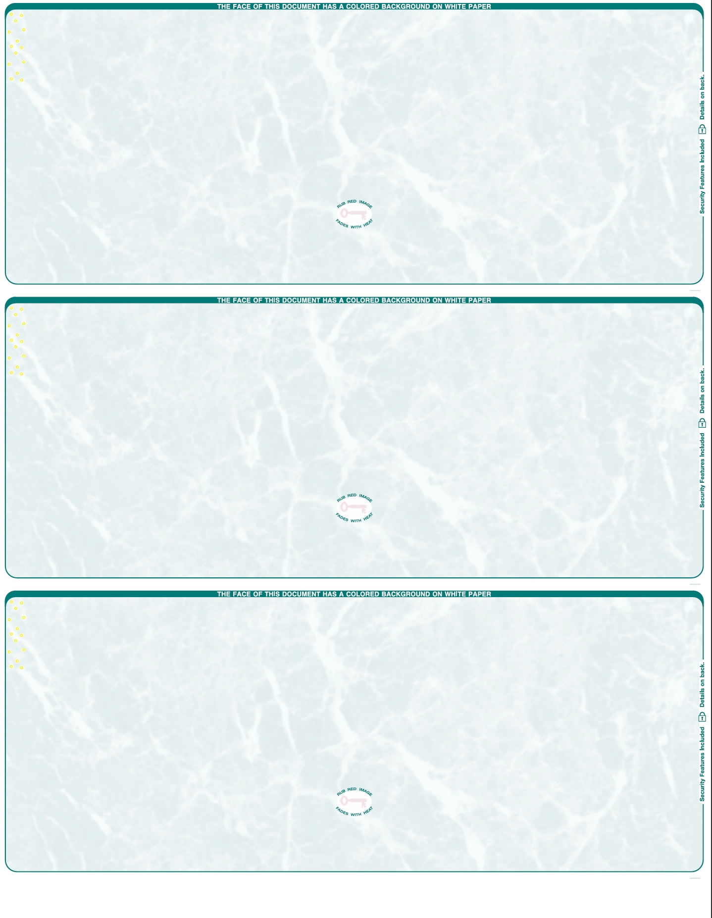 Marble Blank Business Checks 3 up - 3 Colors Available - Choice Checks
