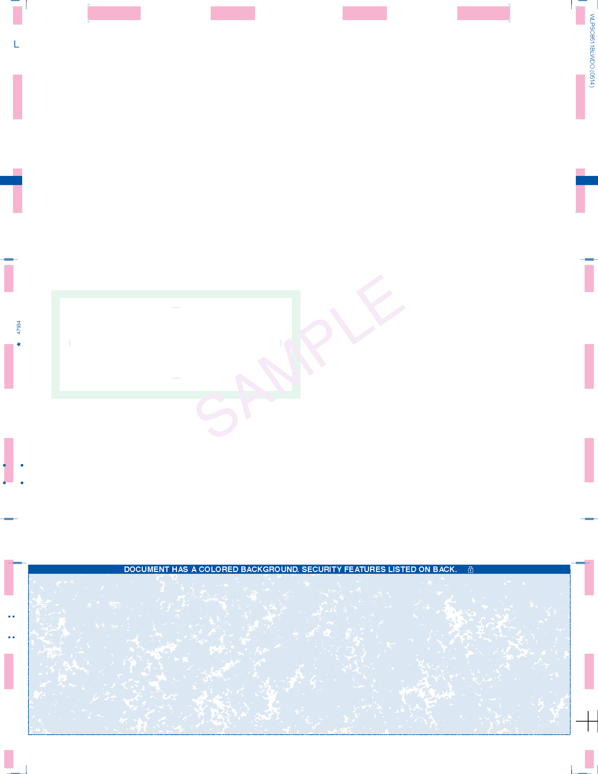 Window Check with One Blue Blockout – Reflex Blue C-Fold Blank Pressure Seal Checks – 8½ × 11