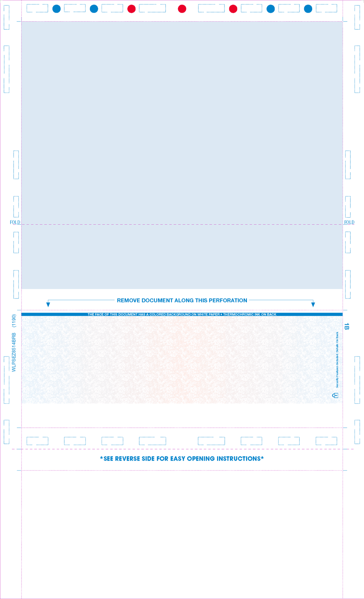 Void Prismatic Pantograph Check – Blue / Red / Blue EZ-Fold Blank Pressure Seal Checks – 8½ × 14