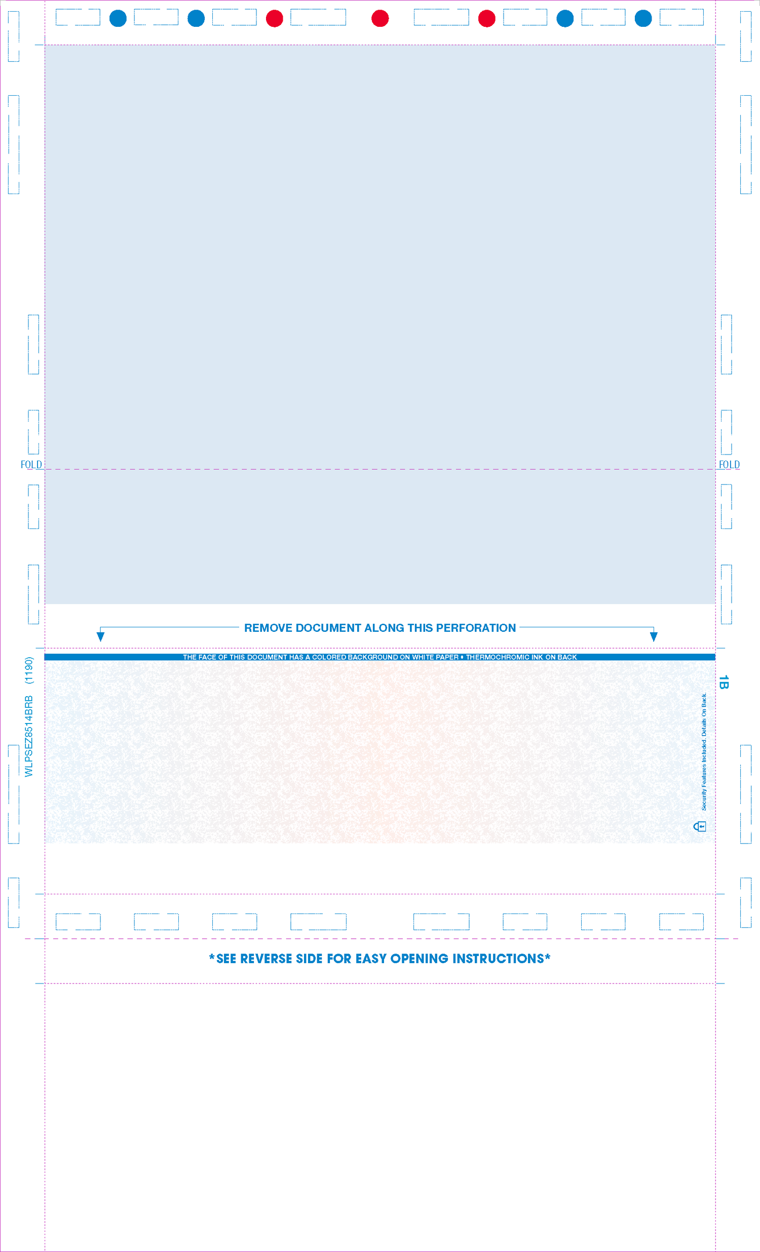 Check, Void Prismatic Pantograph, Process Blue/Red185/Process Blue 28#, 8-1/2" x 14" Eccentric Z-Fold EZ-fold - Choice Checks