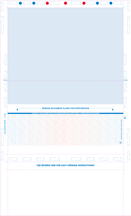 Check, Void Prismatic Pantograph, Process Blue/Red185/Process Blue 28#, 8-1/2" x 14" Eccentric Z-Fold EZ-fold - Choice Checks