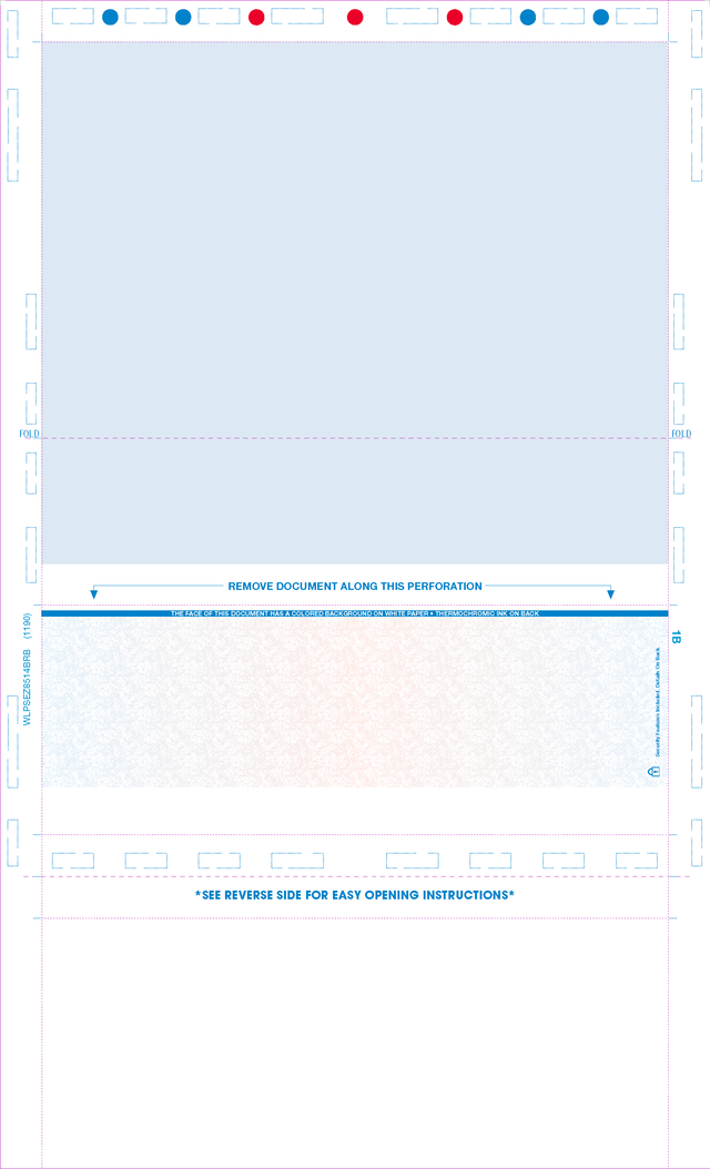 Check, Void Prismatic Pantograph, Process Blue/Red185/Process Blue 28#, 8-1/2" x 14" Eccentric Z-Fold EZ-fold - Choice Checks