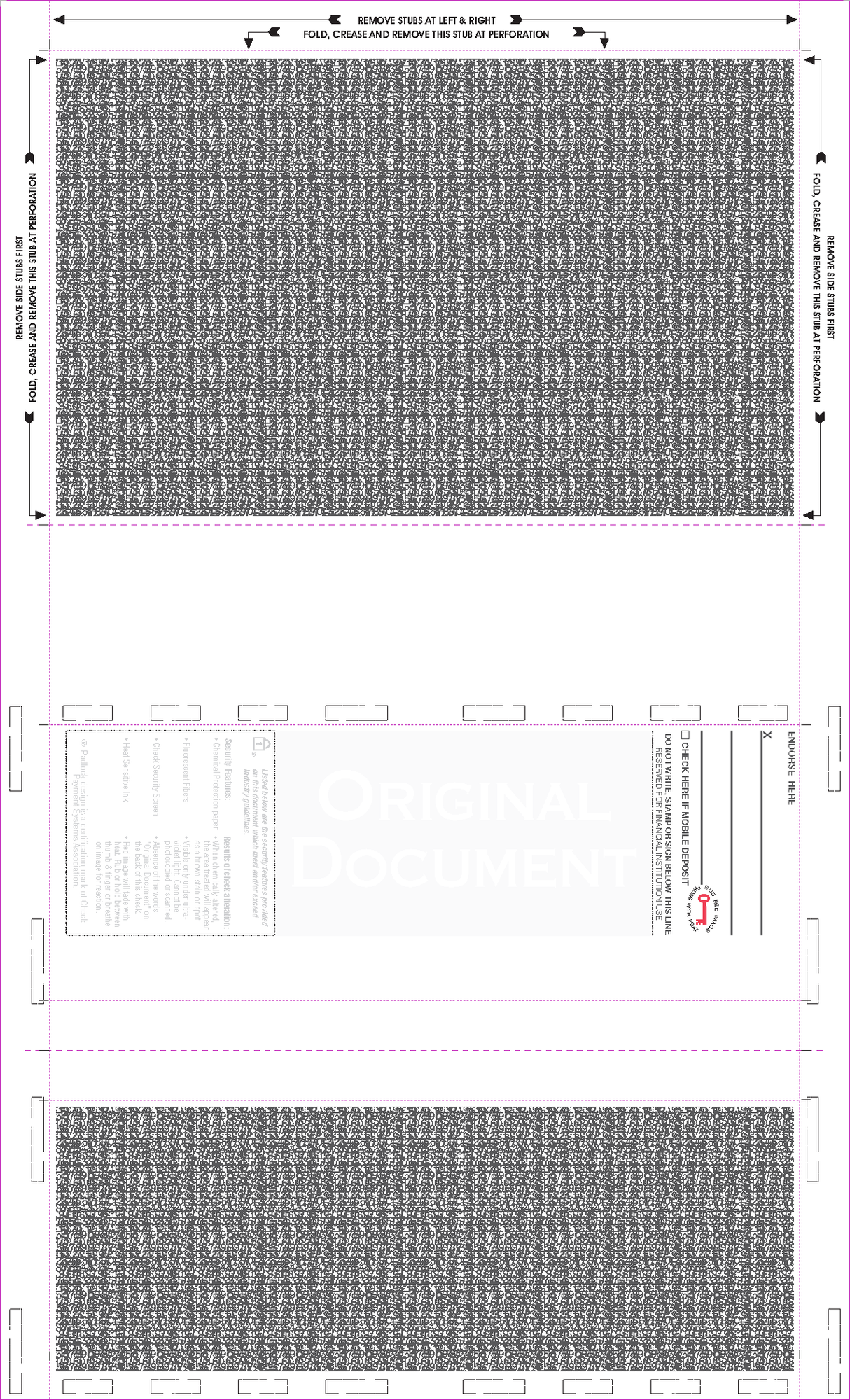 Void Prismatic Pantograph Check – Blue / Red / Blue EZ-Fold Blank Pressure Seal Checks – 8½ × 14