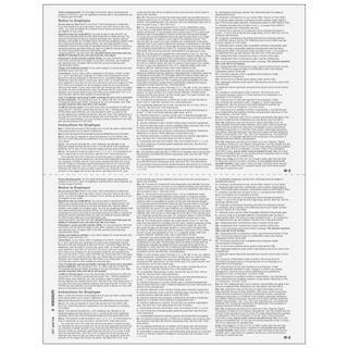 2026 W-2 2-Up Blank Laser Paper with Instructions – Back View