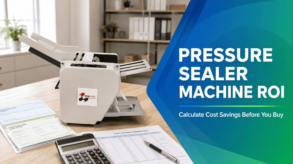 Pressure sealer machine ROI showing forms, calculator and cost-savings worksheet