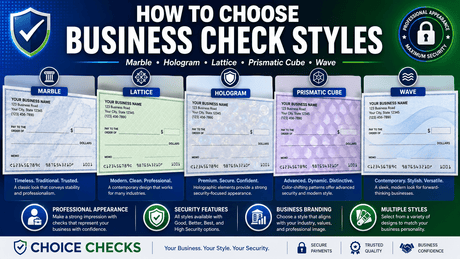 How To Choose Business Check Styles: Marble, Hologram, Lattice, Prismatic Cube & More