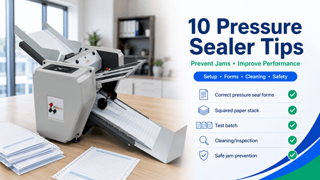 Pressure sealer machine maintenance checklist for preventing paper jams and improving business mailing performance