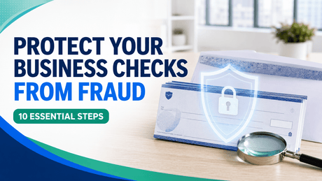 Business owner reviewing secure business checks and fraud-prevention controls