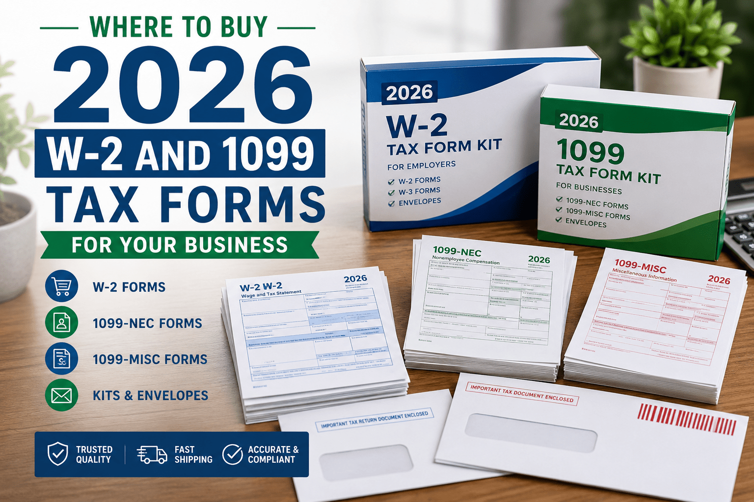 2026 Tax Forms for Businesses: W-2, 1099-NEC, 1099-MISC and Tax Form Buying Guide
