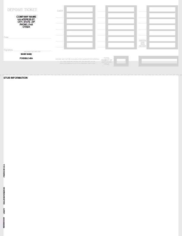 Quickbooks Deposit Slips